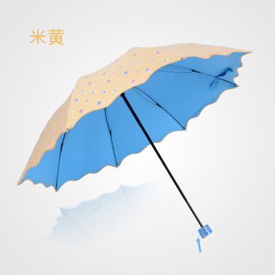 黄瓜视频下载APP傘遮陽傘 加厚黑膠彩膠公主防曬傘三折晴雨傘禮品傘